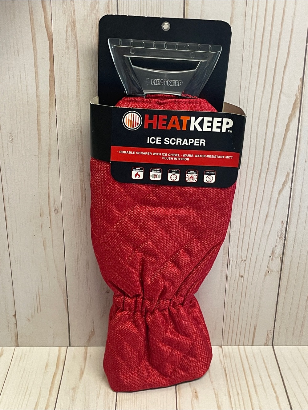 Fleece Lined Auto Car Windshield Fleece Lined Ice Scraper Glove Mitt RED NEW